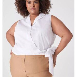 Lane Bryant Women's White Crop Sleeveless Full Wrap Top Blouse Plus Size 28
